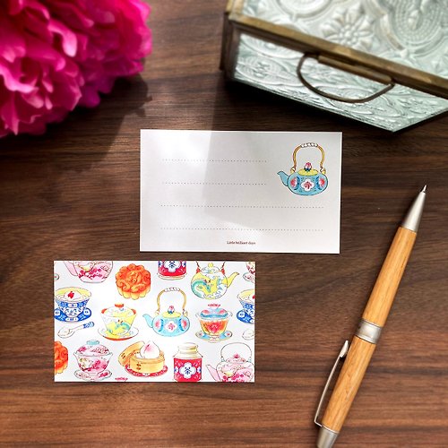 Little brilliant days Tea and Fruit Message Card ChinaTea 8sheets 中国茶器のメッセージカード
