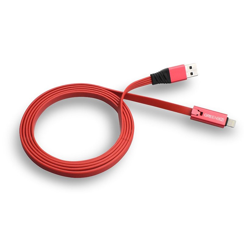 (買一送一)GREENON 環保再生USB充電線 可修剪 iPhone充電線 8Pin - 手機配件 - 其他金屬 紅色
