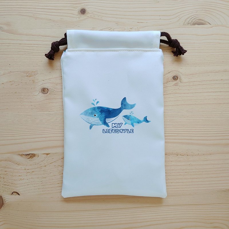 鯨魚_手機3C配件束口袋 - 化妝袋/收納袋 - 聚酯纖維 藍色