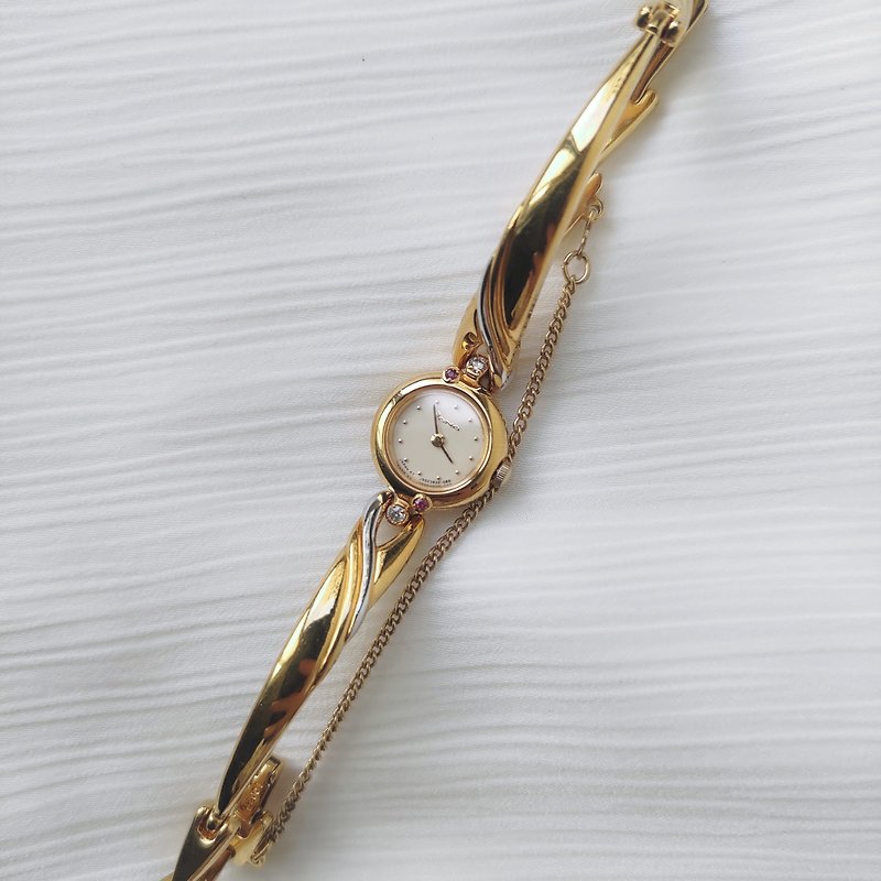 SY Vintage | 近未使用 日本 DANA 白桃鑽手環錶 古董錶 老錶 - 女錶 - 其他金屬 