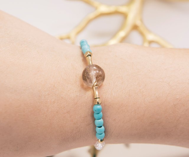 Wealth Bracelet Rutilated Quartz Xinjiang Turquoise Rock Quartz