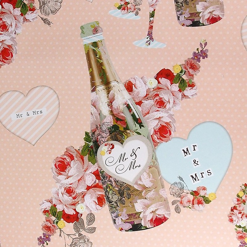 Romantic wine and rose wrapping paper [Hallmark-wrapping paper] - วัสดุห่อของขวัญ - กระดาษ สึชมพู