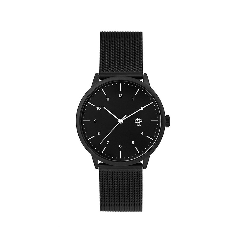 Rawiya系列 - Noir 黑錶盤 - 黑米蘭帶可調式 手錶 - 男裝錶/中性錶 - 不鏽鋼 黑色