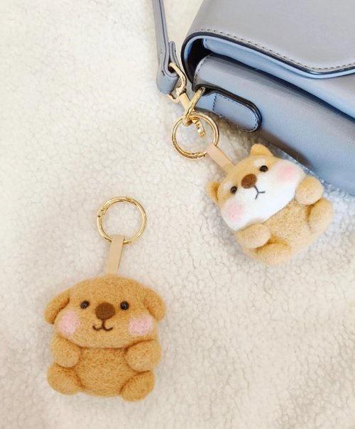 羊毛フェルト　ポインター　犬　チャーム 柴犬/プードル/羊毛フェルトバッグチャーム/キーホルダー