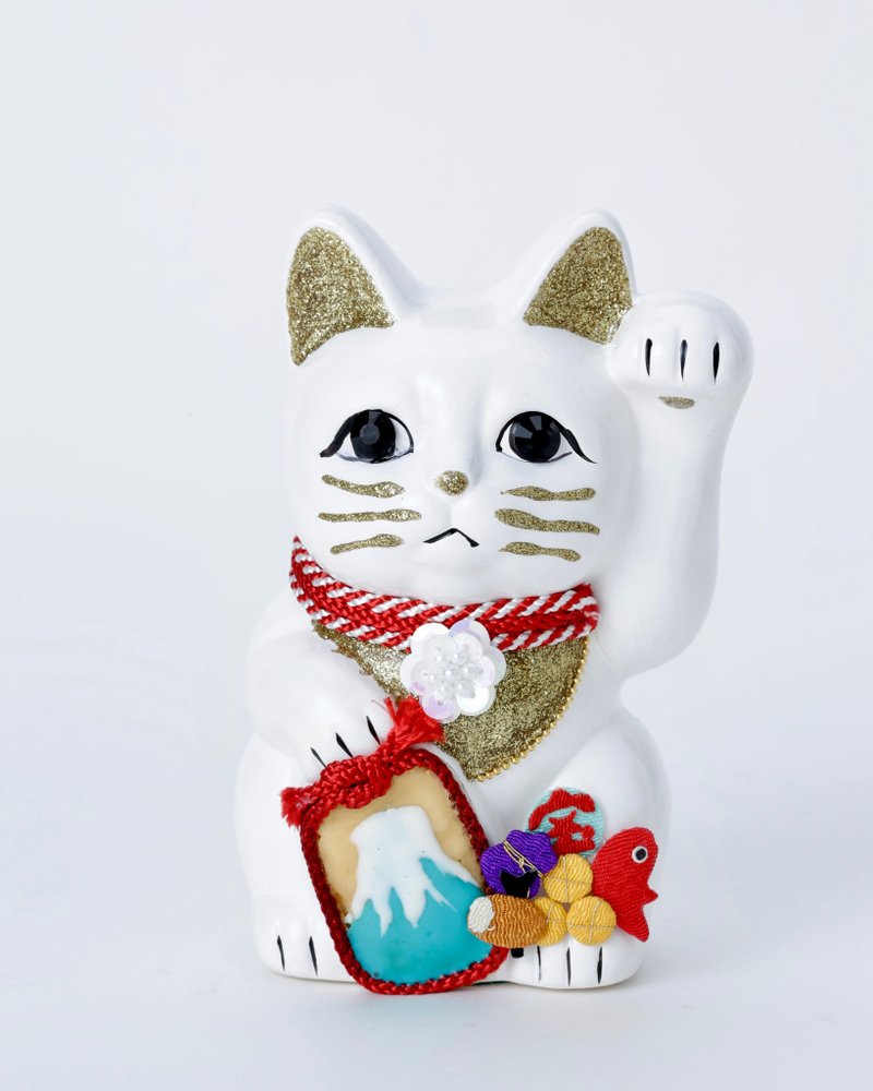 招き猫　富士山ご縁猫　宝船 - 擺飾/家飾品 - 陶 白色