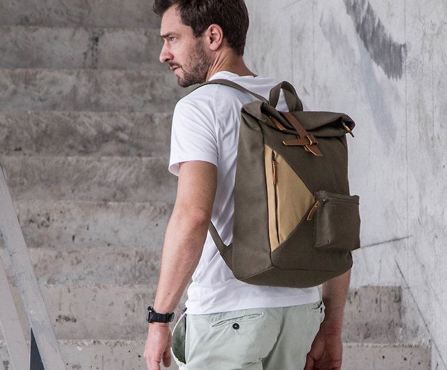 Army Green Canvas Travel Rucksack Backpack
