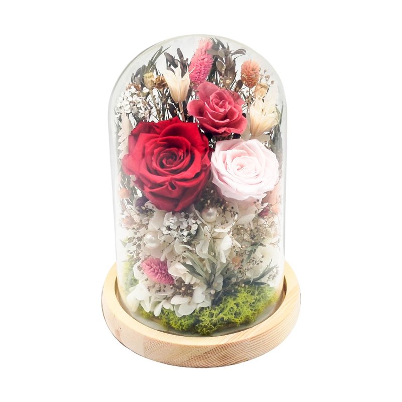 Preserved Floral Glass Ornament - Strawberry Red - ช่อดอกไม้แห้ง - พืช/ดอกไม้ สีแดง