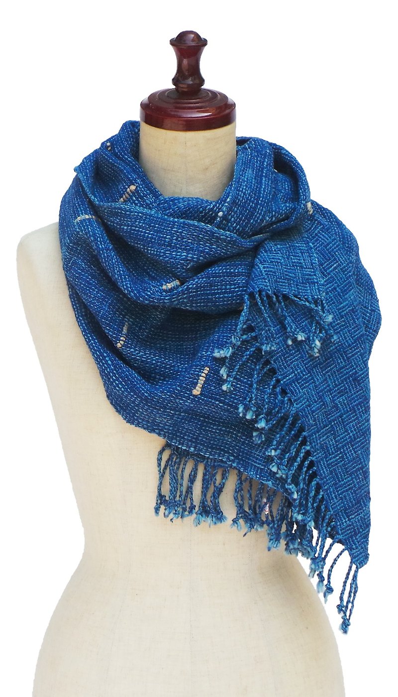 Scarf - 圍巾/披肩 - 棉．麻 藍色