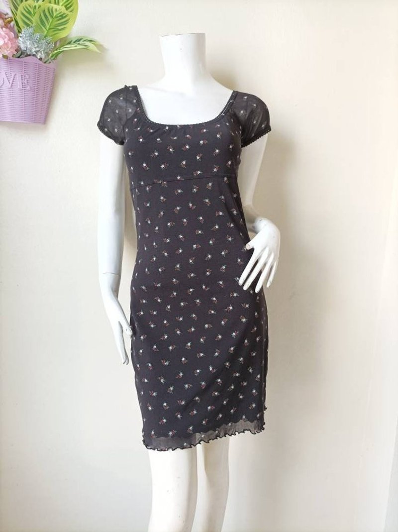 Currants See Through floral Dress Size M - ชุดเดรส - เส้นใยสังเคราะห์ 