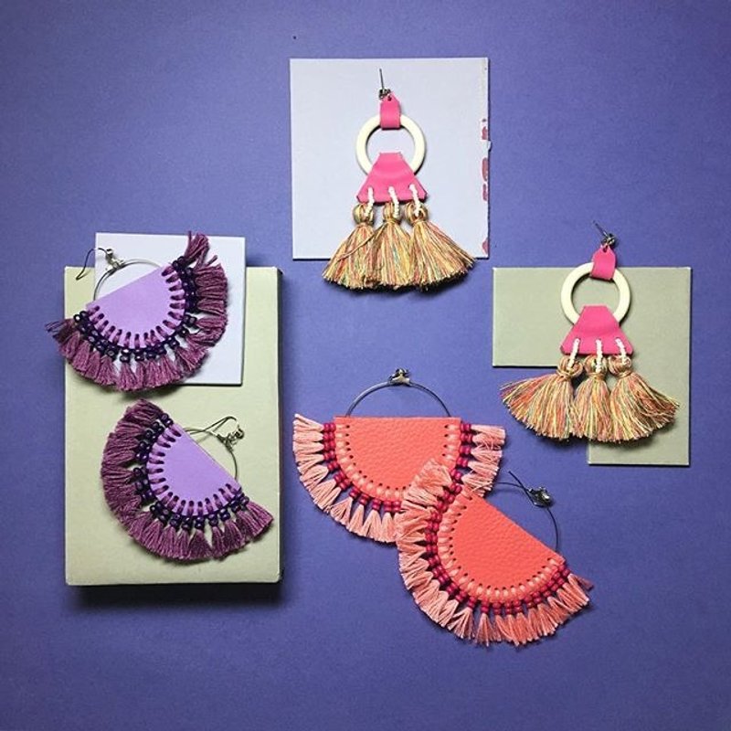 earrings : purple set - 耳環/耳夾/耳骨夾 - 其他材質 紫色