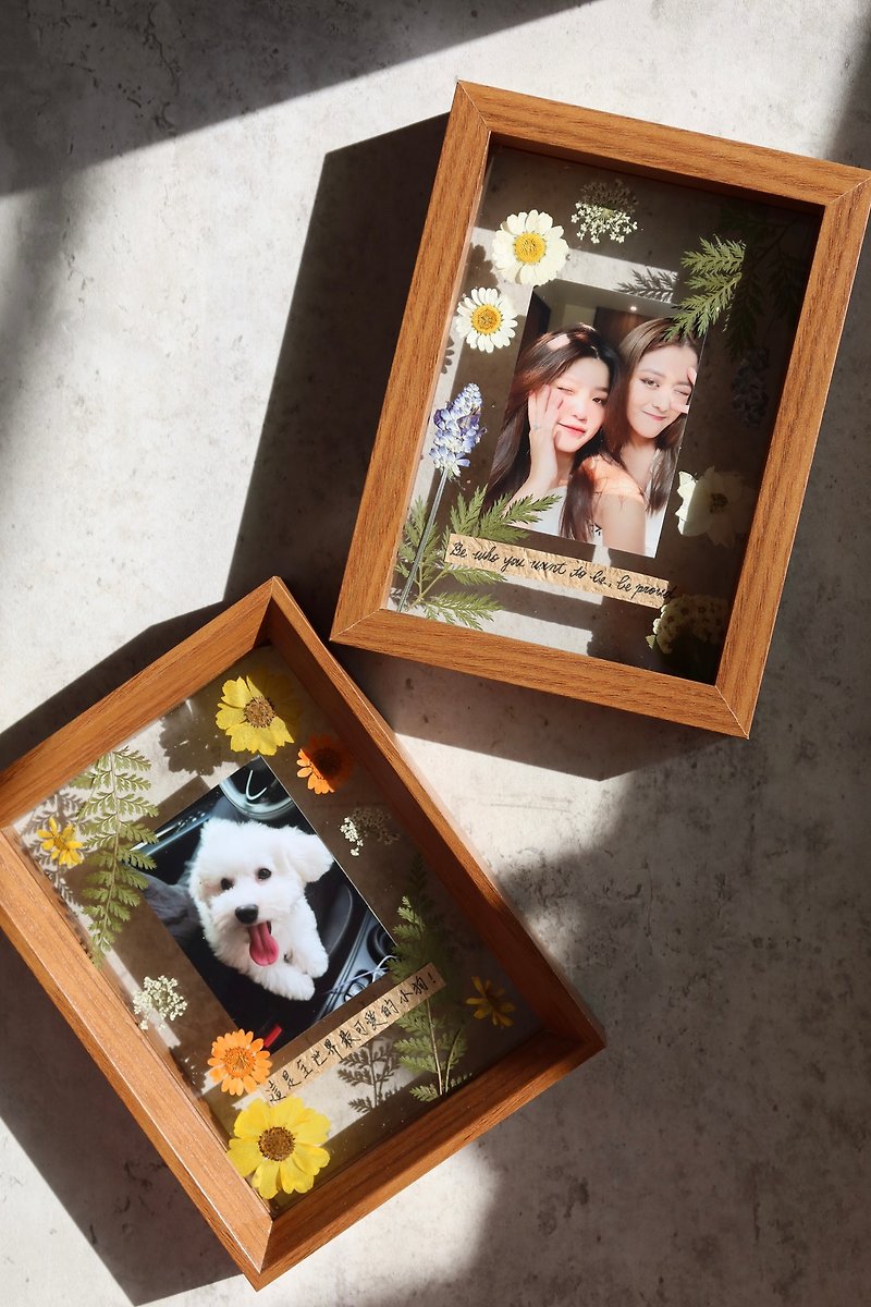 Customized gift-teak color transparent embossed photo frame commemorative gift - Picture Frames - Plants & Flowers 