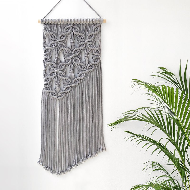Macrame Window Decoration (Light Gray) / Small Wall Hanging / Home Decoration / Gift - Items for Display - Cotton & Hemp 