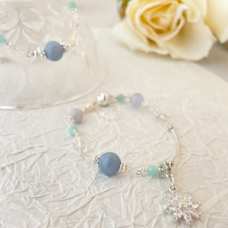 The Fairy of Flowers—Blue Agate White Crystal Amazonite Stone, Noble, Stable, Attracting Wealth, and Guarding Against Villains - Bracelets - Crystal 