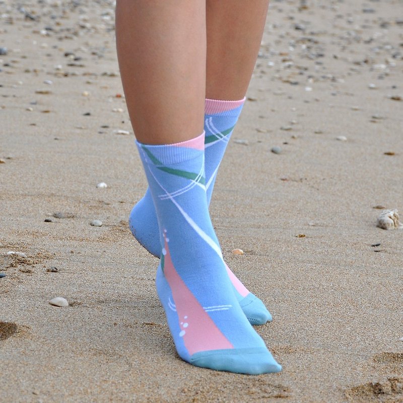 海底光芒 1:1 /藍/ 襪子 - 襪子 - 棉．麻 藍色