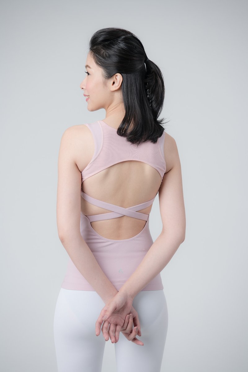 福利品【5折福利出清】 Mia Tank-Silver Pink 快速出貨 - 瑜珈服/瑜珈褲 - 聚酯纖維 
