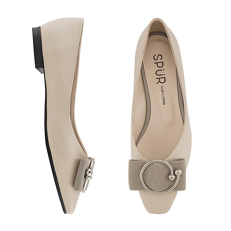 PRE-ORDER – SPUR Circle ring ribbon MS9026 BEIGE - รองเท้าลำลองผู้หญิง - หนังเทียม 