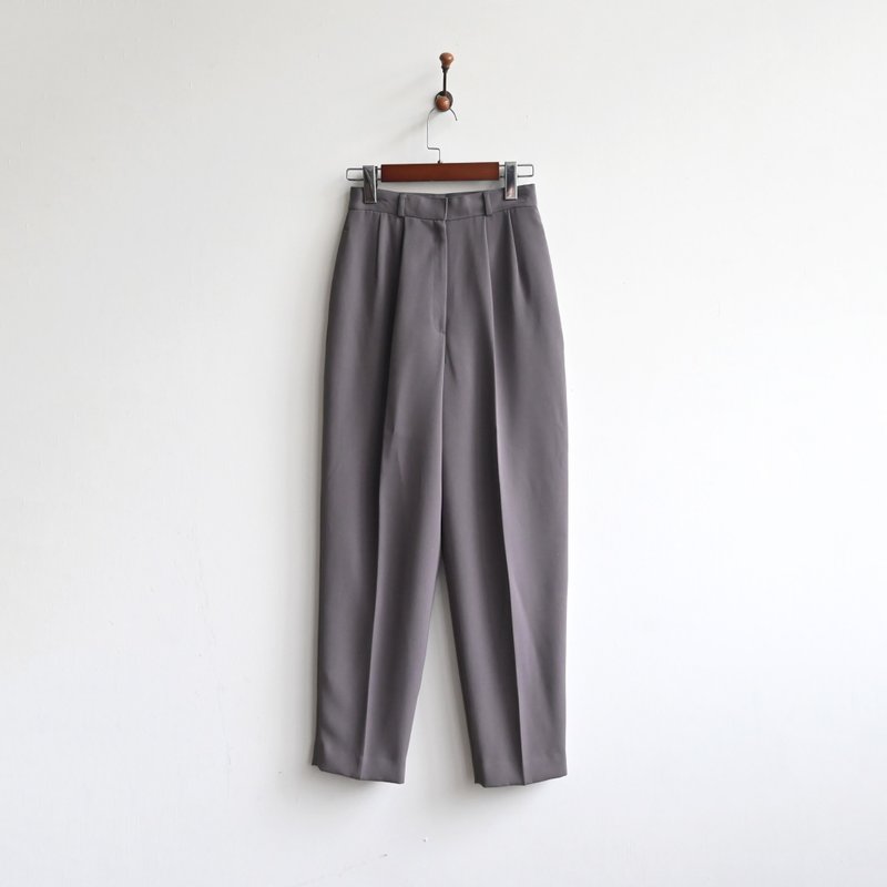 [Egg Plant Vintage] Classic silhouette Japanese-made high-waisted vintage pants - กางเกงขายาว - ไฟเบอร์อื่นๆ 