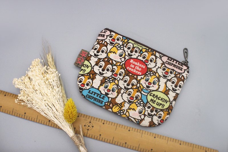 Pingle Little Wallet - Qiqiiti Little Squirrel, Disney Genuine Authorized, Japanese cotton linen feel good - กระเป๋าสตางค์ - ผ้าฝ้าย/ผ้าลินิน สีนำ้ตาล