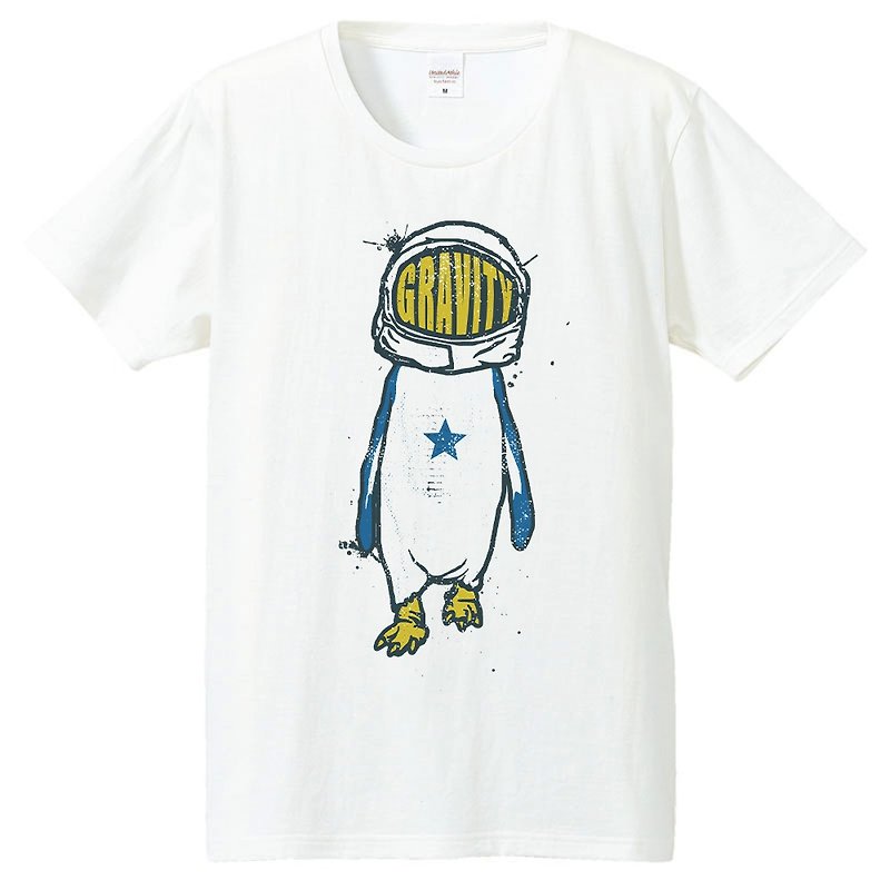 T-shirt / Gravity Penguin - Tシャツ メンズ - コットン・麻 ホワイト