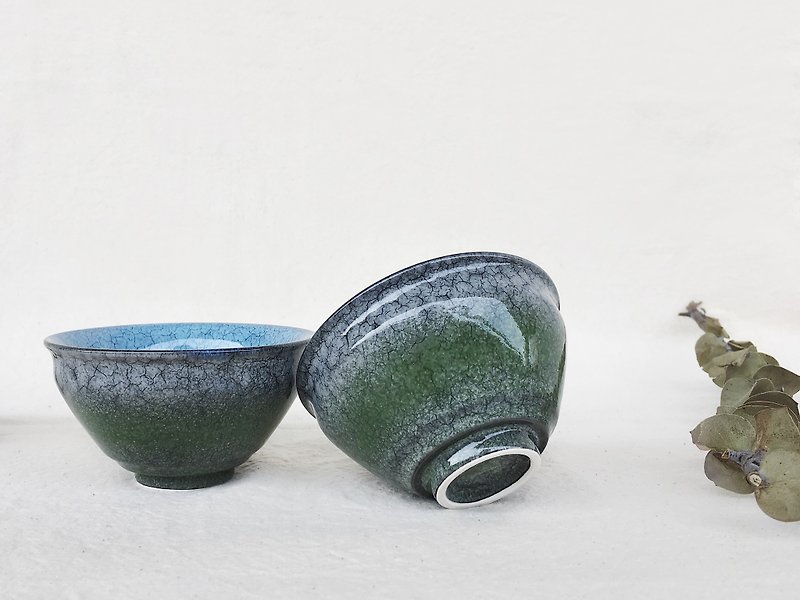 Hand made ice glaze color tea bowl lake blue to cup - Teapots & Teacups - Porcelain Blue