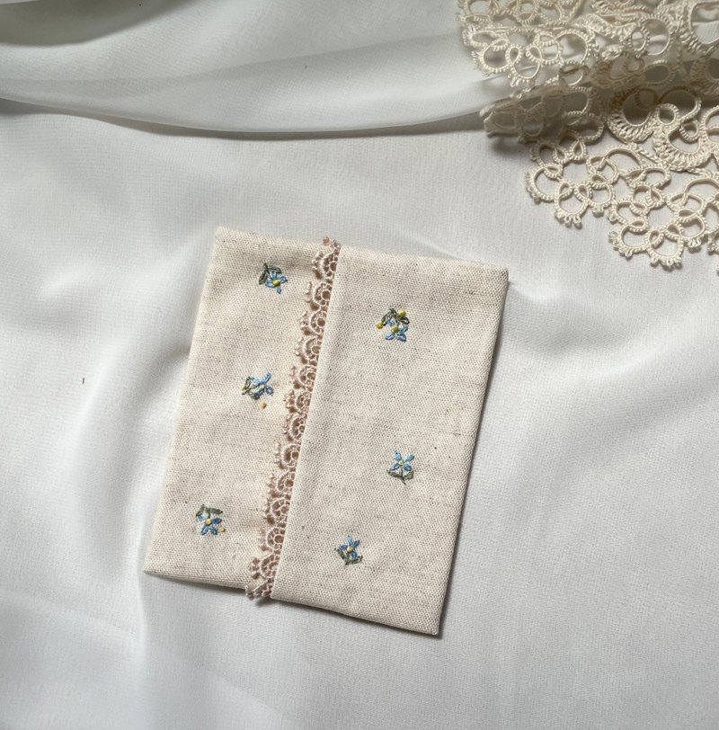 [Ms. Fang's handmade] Embroidered small objects, portable tissue storage bag, thank you teacher, gift gift - Other - Cotton & Hemp Blue