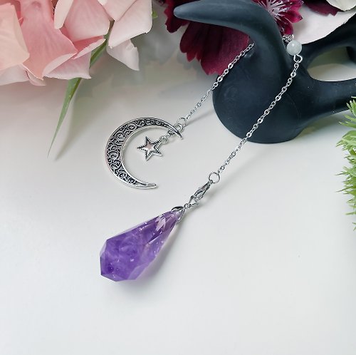 OLINA DESIGN歐林娜設計 天然紫水晶/紫黃晶/靈擺水晶 項鍊能量療癒 吊墜 紫晶 天使淚