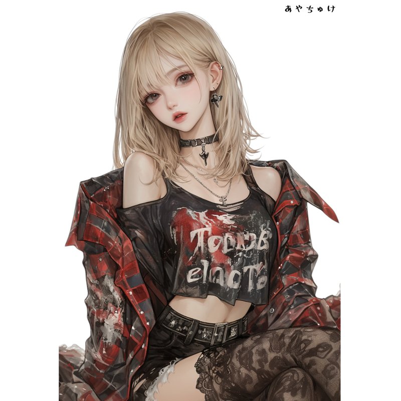 【10月新作5】07-094-0005  人物ステッカー  ライトパンクガール - 貼紙 - 紙 