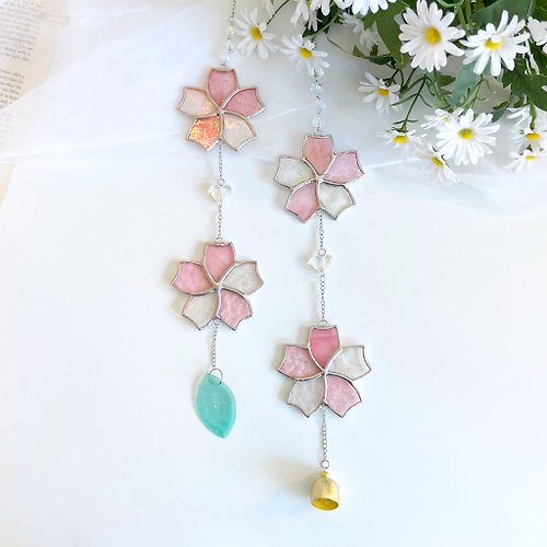 Marchen Glass Cherry blossoms Suncatcher, Stained glass design, Handmade hanging glass art