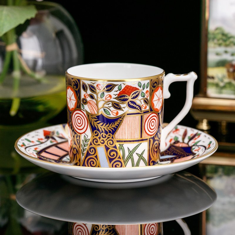 英國製Royal Crown Derby 1988伊萬里古韻骨瓷咖啡杯盤 德比花園 - 咖啡杯/馬克杯 - 瓷 
