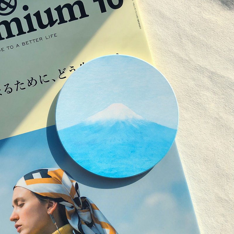 Clear Sky Fuji-Ceramic Water Coaster - Coasters - Pottery Blue