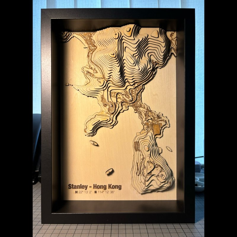 3D Contour Map of Hong Kong Stanley - Items for Display - Wood 