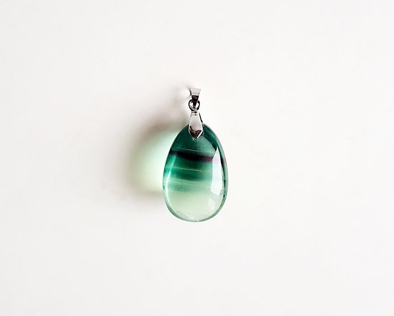 [Gemstones] lake water natural ore fluorite 925 sterling silver • necklace pendant - Necklaces - Gemstone Green