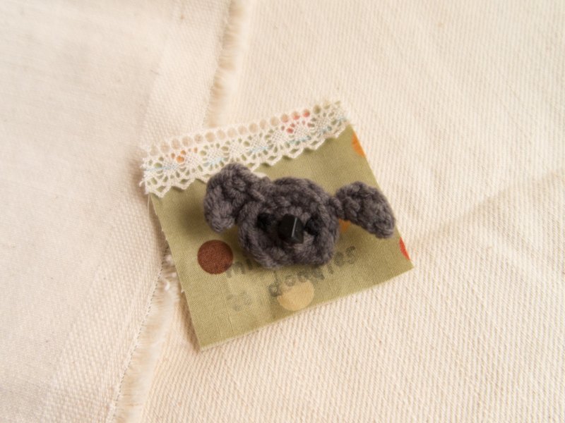 Koala Crochet Small Brooch - Brooches - Cotton & Hemp Gray