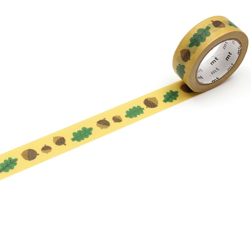 mt x Donna Wilson Masking Tape / Leaves and Acorns (MTDONA01) - Washi Tape - Paper Yellow