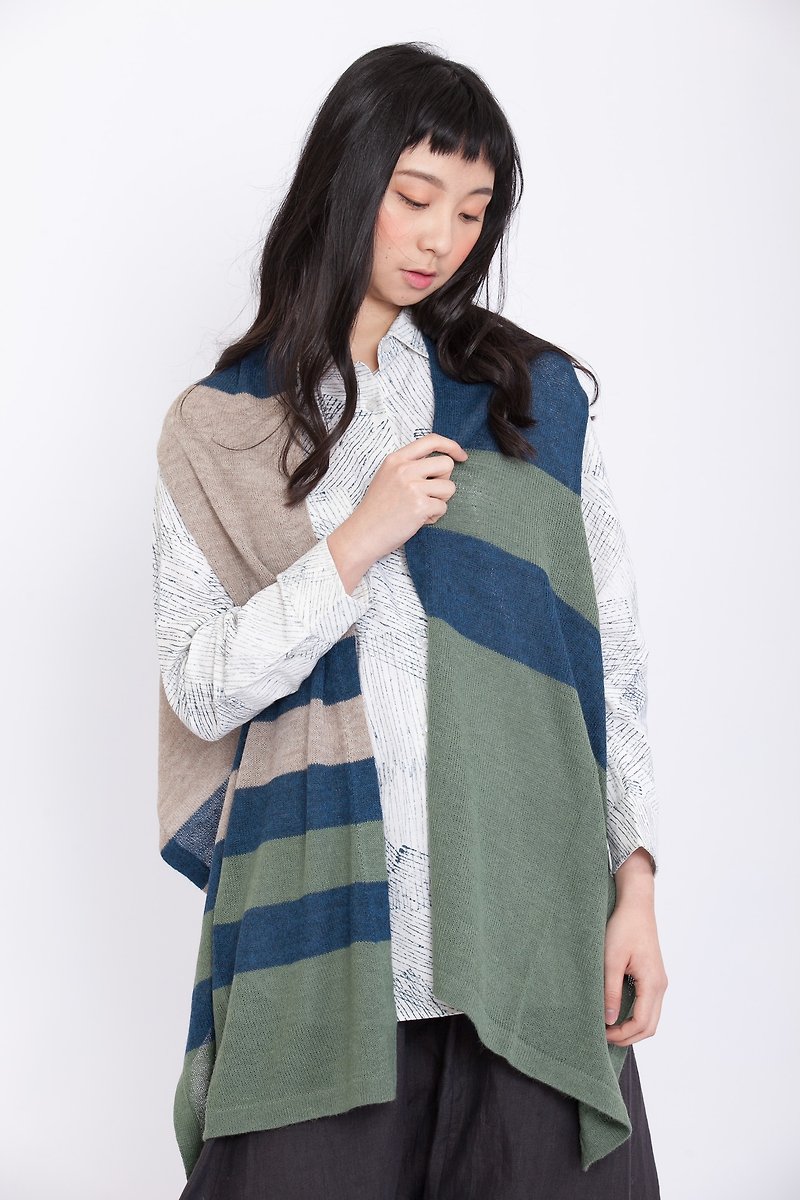 羊駝毛圍巾背心-綠-公平貿易 - 圍巾/披肩 - 其他材質 綠色