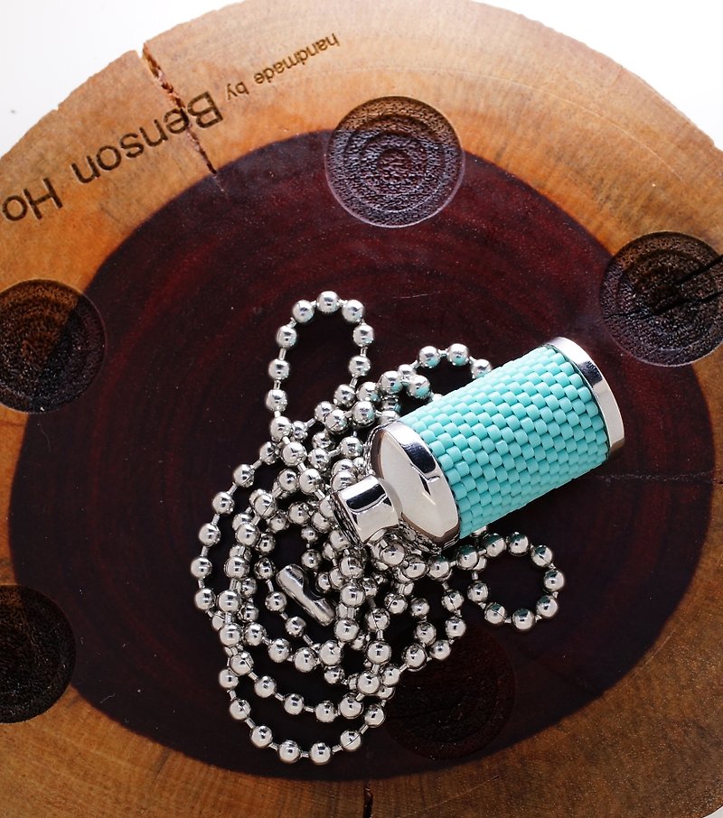 Japan's Aiko Bead necklace with 316 stainless steel fragrance bottle - Necklaces - Other Metals Blue
