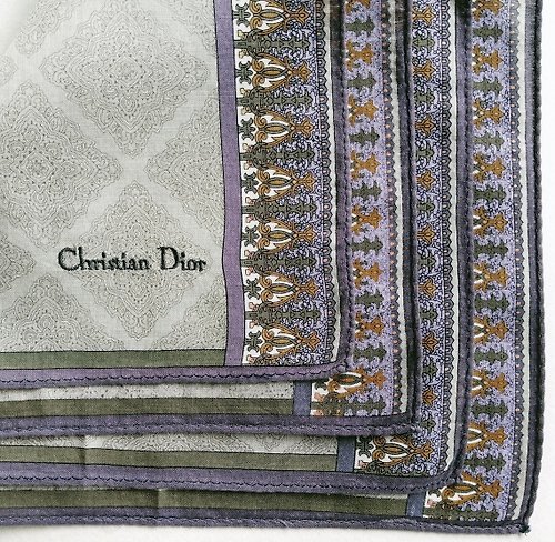 orangesodapanda Christian Dior Vintage Handkerchief Pocket Motifs 18.5 x 18.5 inches