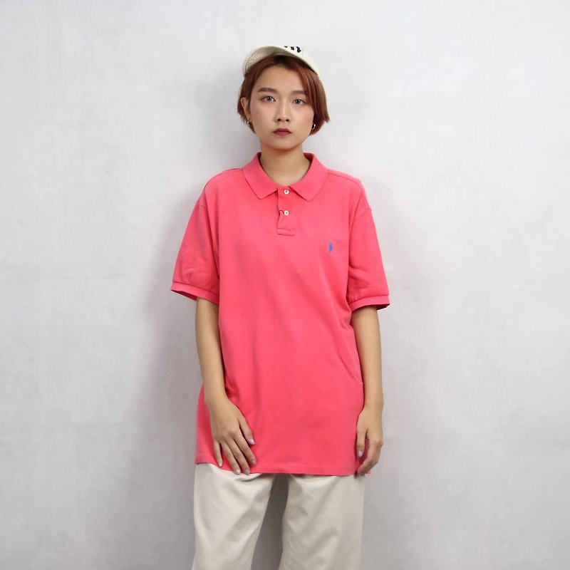 Tsubasa.Y Ancient House 001 Pink Ralph Lauren POLO Shirt, Vintage Vintage - เสื้อยืดผู้หญิง - เส้นใยสังเคราะห์ 
