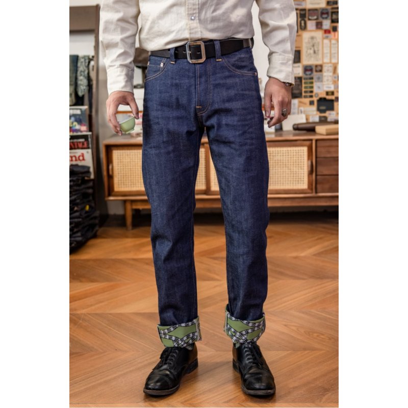 蛇年限定 14oz 原牛牛仔褲 710版型 Raw Denim Unwash Jeans - 男長褲/休閒褲 - 棉．麻 藍色