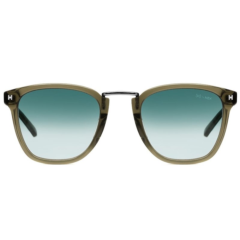 Sunglasses | Sunglasses | Permeable Dark Green Square | Made in Taiwan | Plastic Frame Glasses - กรอบแว่นตา - วัสดุอื่นๆ สีเขียว
