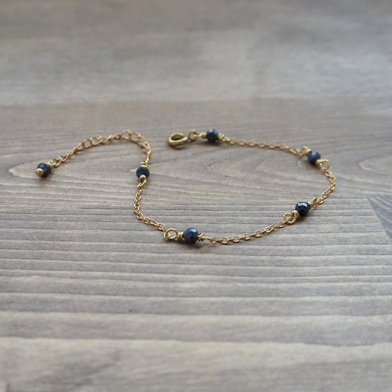 << Natural Minerals - Sapphire >> Brass Bracelet Natural Stone Bracelet - Bracelets - Semi-Precious Stones Blue