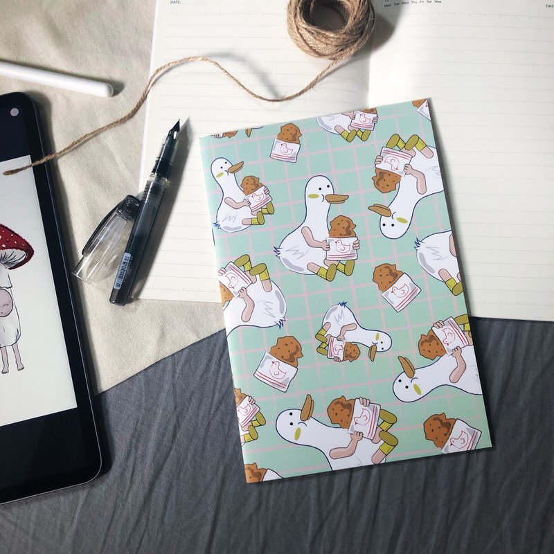 Duck eat chicken chop A5 line notebook - สมุดบันทึก/สมุดปฏิทิน - กระดาษ สีแดง