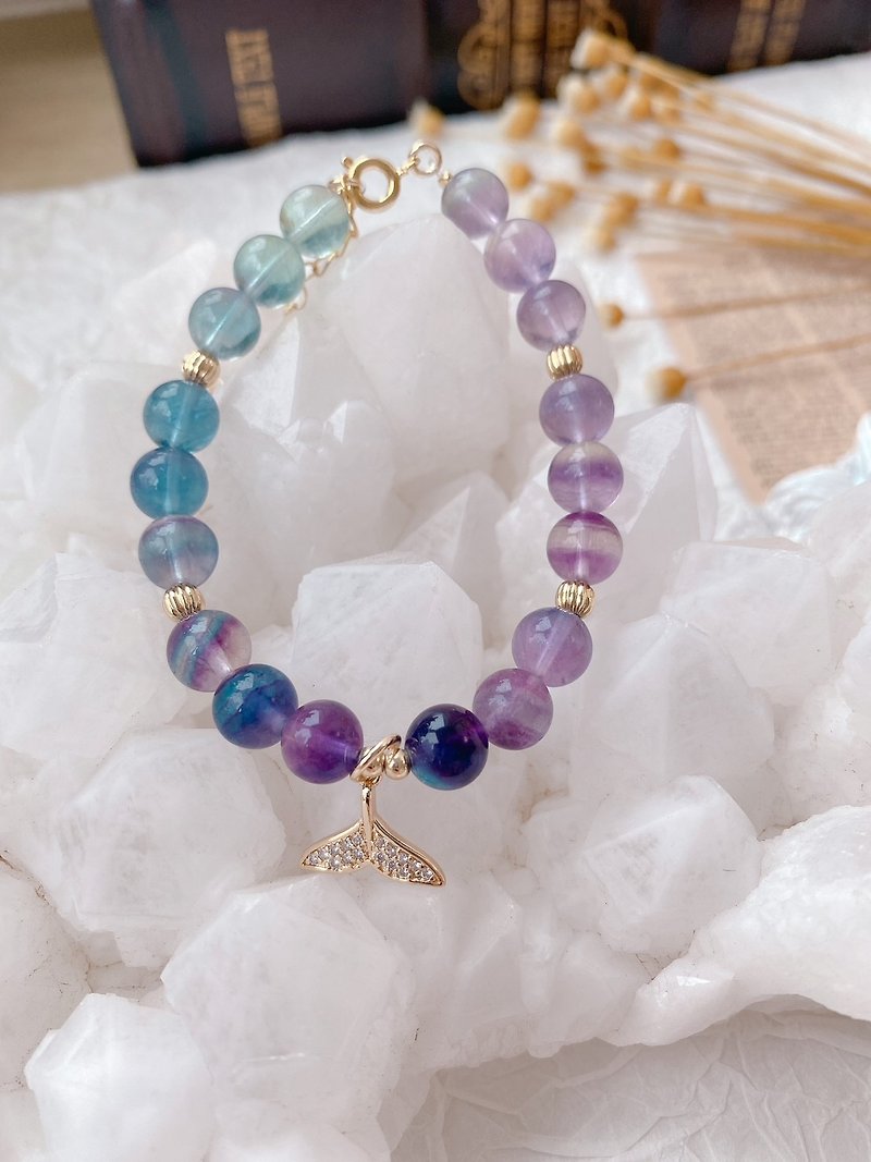 RC handmade crystal creative brain dream gradient mermaid Stone bracelet - Bracelets - Other Materials 