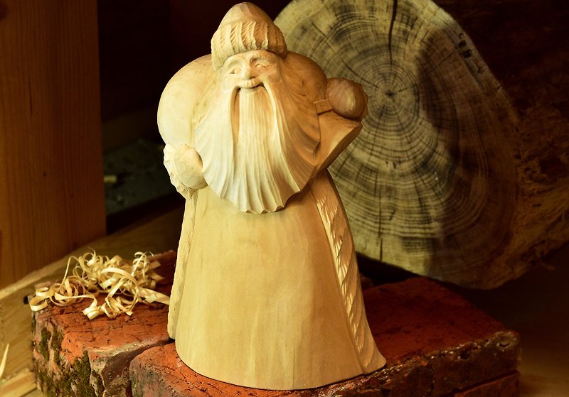 木製雕塑手工雕刻聖誕老人俄羅斯聖誕老人繪畫木圖 24 厘米 - 木工/竹藝/紙雕 - 木頭 咖啡色