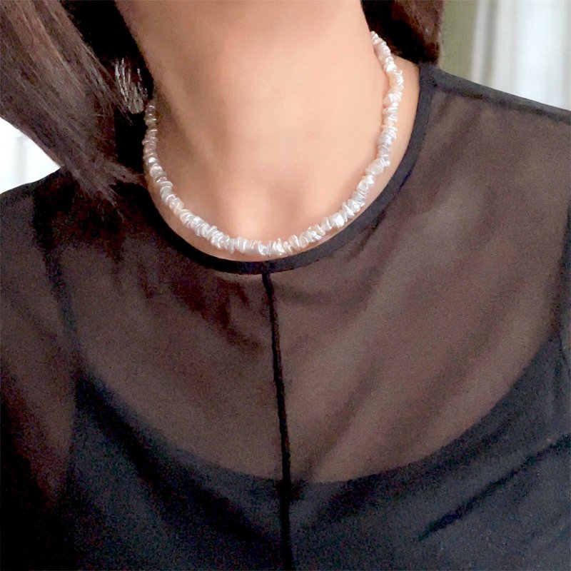 Gentle Pale Pink Poppy Pearl Choker, All-Knot Finish, One Piece Only - Chokers - Pearl White