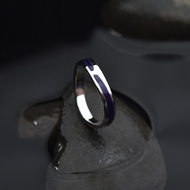 Enamel Silver ring - Royal Purple INPERIAL PURPLE - แหวนทั่วไป - เงิน สีเงิน