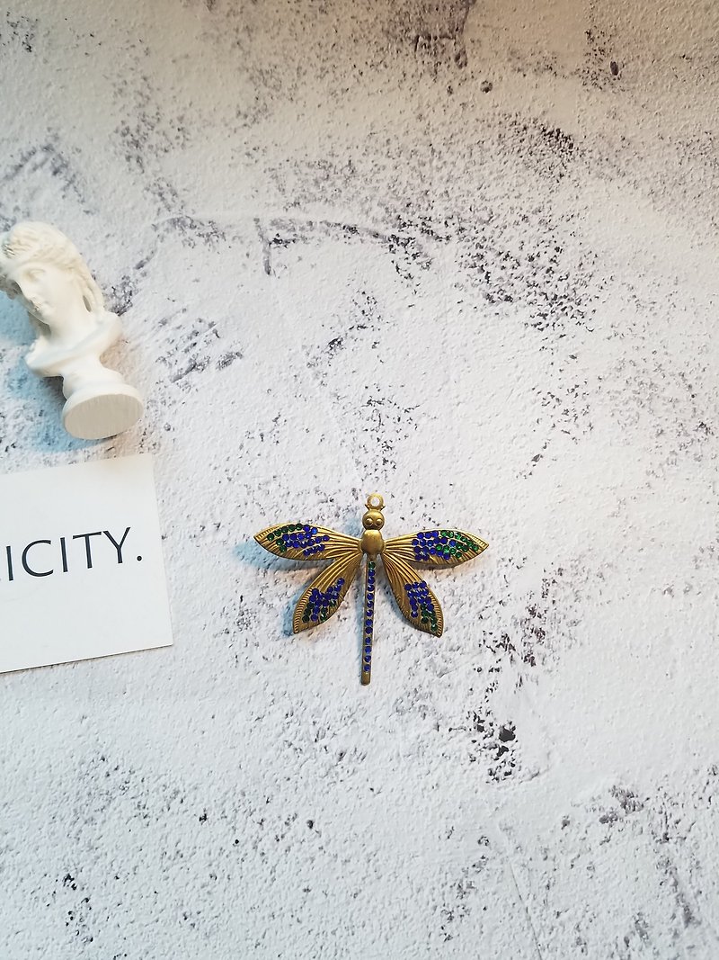 Joint design style brass full drill Dragonfly Brooch Chinese pneumothorax - Brooches - Copper & Brass Yellow