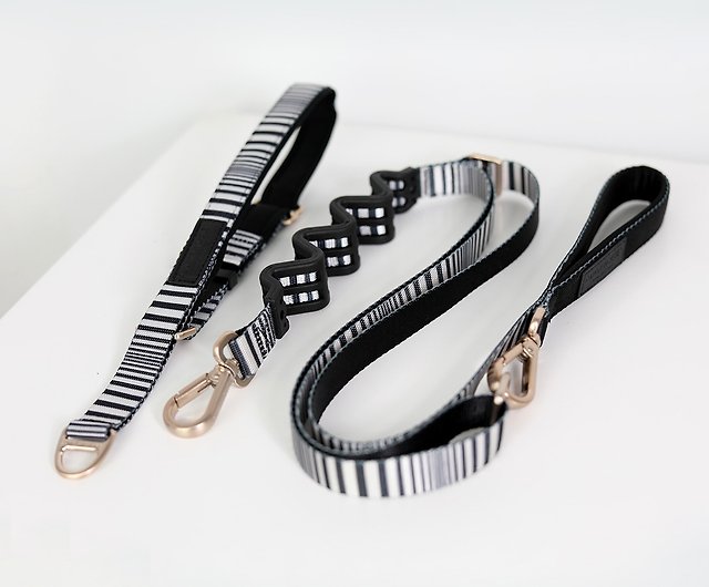 Pet dog traction set multifunctional traction rope + zero pressure collar  classic black and white stripes - Shop pawkyhouse Collars & Leashes - Pinkoi