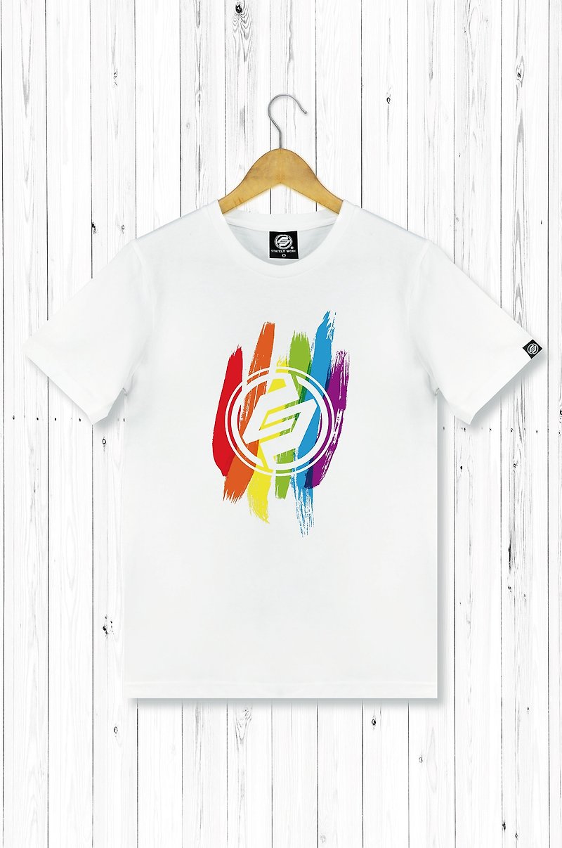 STATELYWORK Rainbow Brush-Male T-shirt - เสื้อยืดผู้ชาย - ผ้าฝ้าย/ผ้าลินิน หลากหลายสี