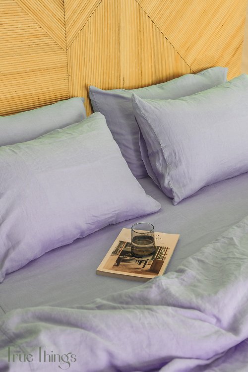 True Things Pastel lavender linen pillowcase / Purple pillow cover / Euro, American size